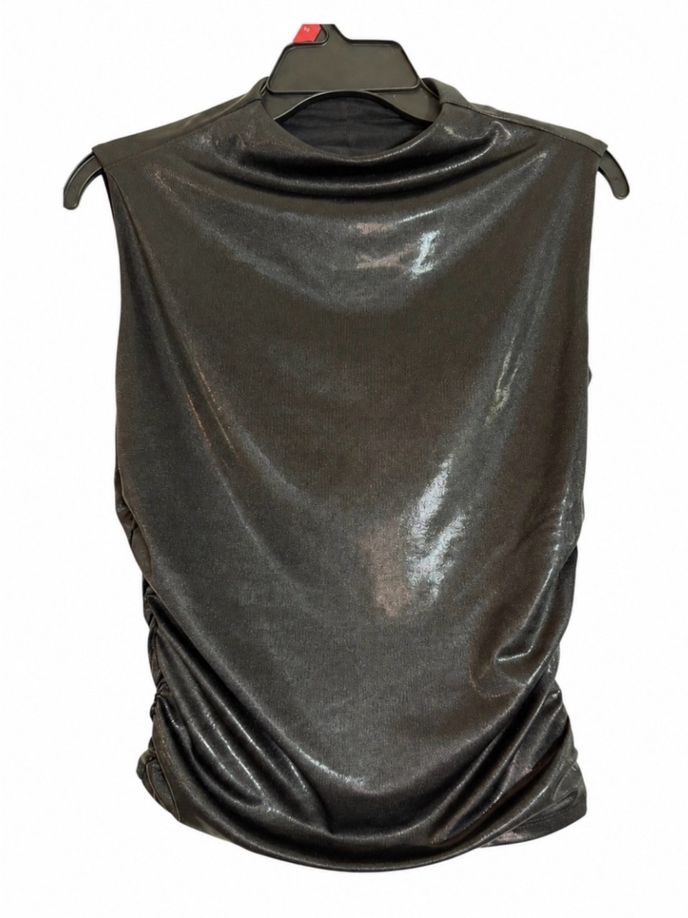 Express Metallic Sleeveless Mock Neck Top - Black